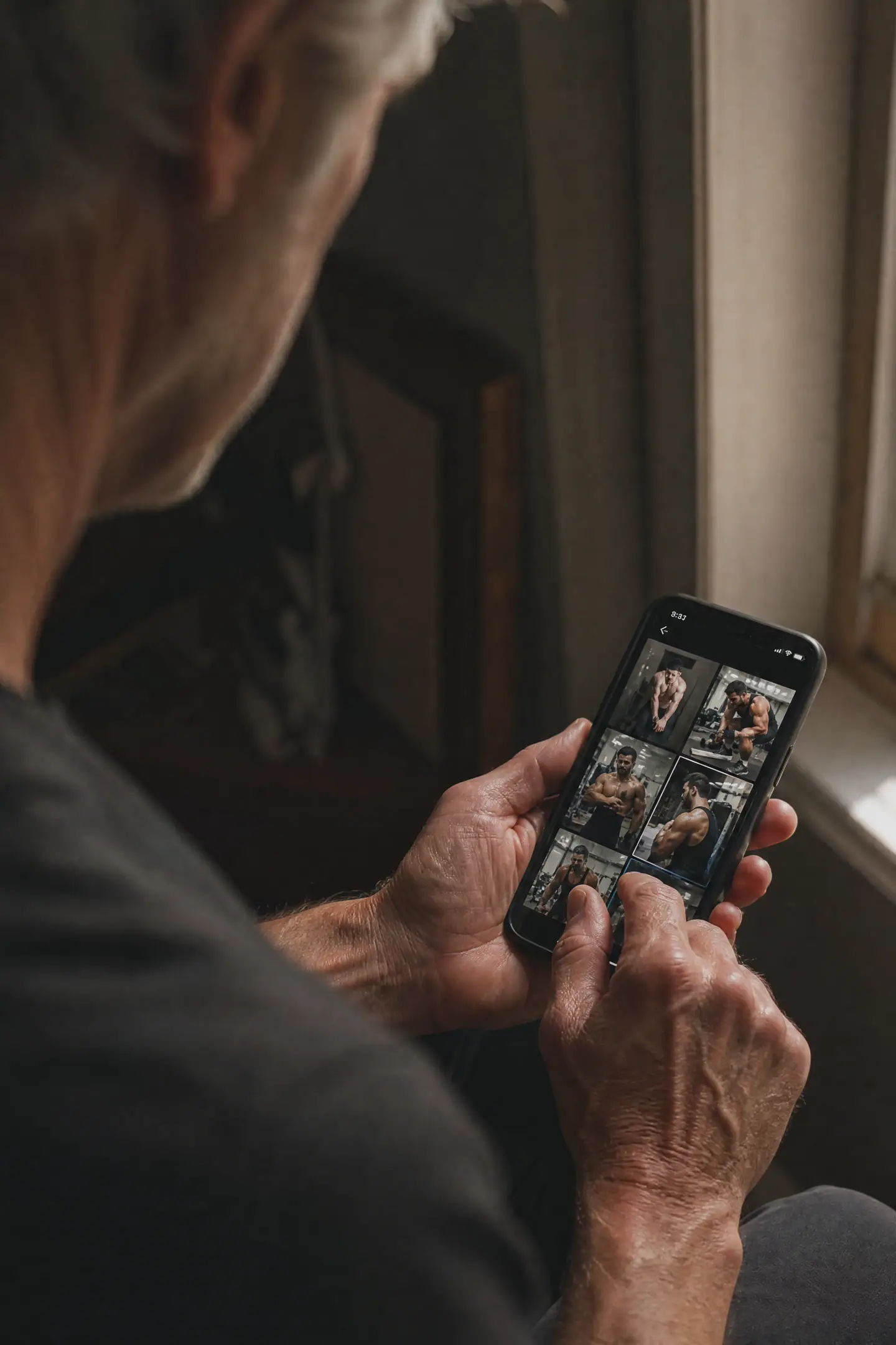 A calendar or old photos on a phone, wistful